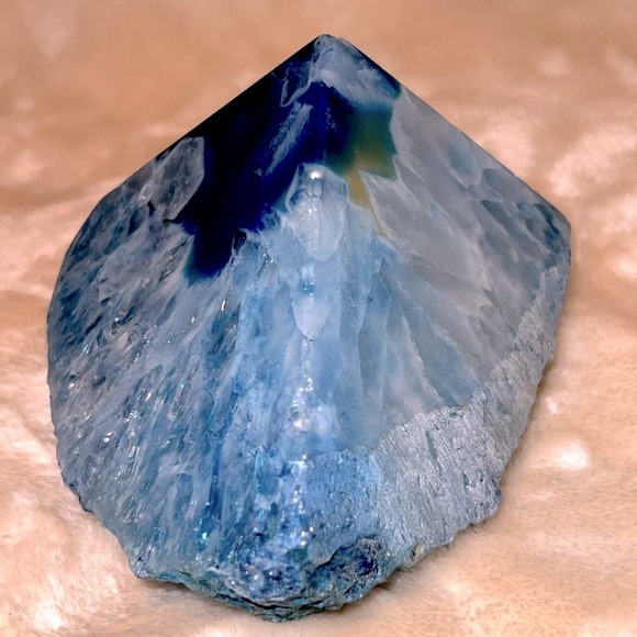 💎 2.8 LB (1.27 kg) GENUINE RAW BLUE AGATE CRYSTAL SLICE WEDGE ROCK GEM STONE - Picture 5 of 14